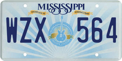 MS license plate WZX564
