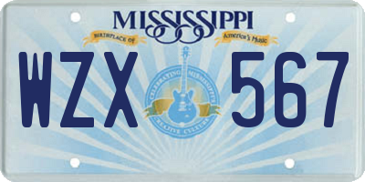MS license plate WZX567