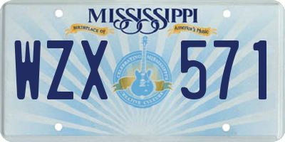MS license plate WZX571