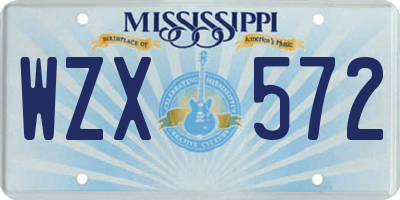 MS license plate WZX572
