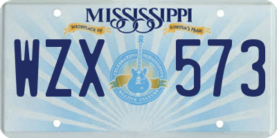 MS license plate WZX573