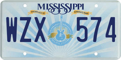 MS license plate WZX574