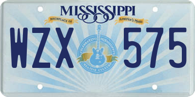 MS license plate WZX575