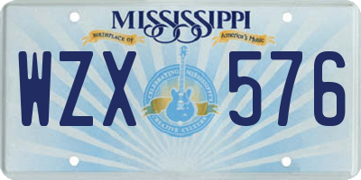 MS license plate WZX576