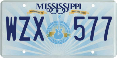 MS license plate WZX577