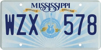 MS license plate WZX578