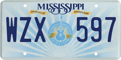 MS license plate WZX597