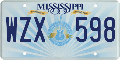 MS license plate WZX598