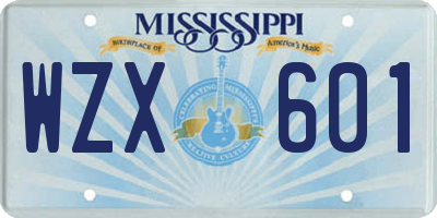 MS license plate WZX601