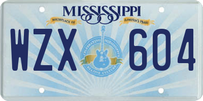 MS license plate WZX604
