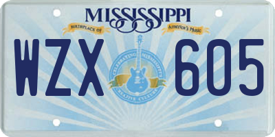 MS license plate WZX605