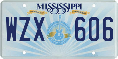 MS license plate WZX606