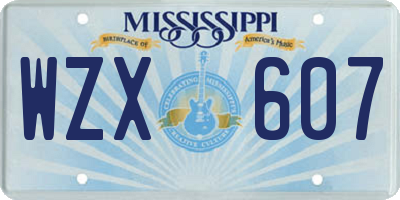 MS license plate WZX607
