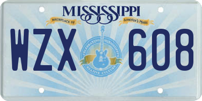 MS license plate WZX608
