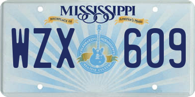 MS license plate WZX609