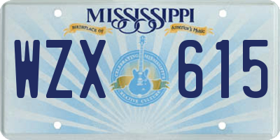 MS license plate WZX615