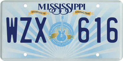 MS license plate WZX616