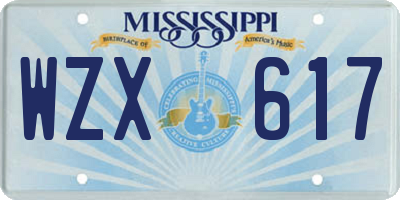 MS license plate WZX617