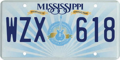 MS license plate WZX618