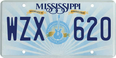 MS license plate WZX620