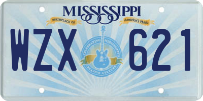 MS license plate WZX621