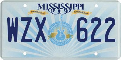 MS license plate WZX622