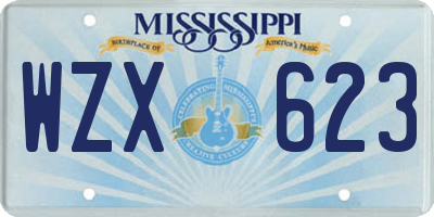 MS license plate WZX623