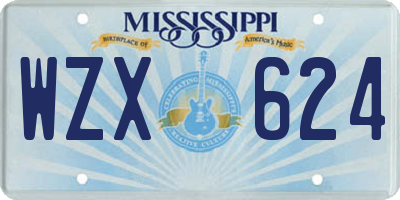 MS license plate WZX624