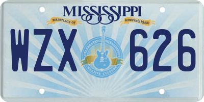 MS license plate WZX626