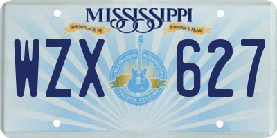 MS license plate WZX627