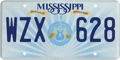 MS license plate WZX628