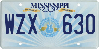 MS license plate WZX630