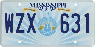 MS license plate WZX631