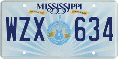 MS license plate WZX634