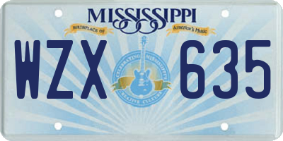 MS license plate WZX635