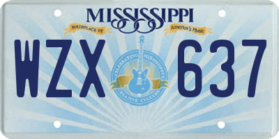 MS license plate WZX637