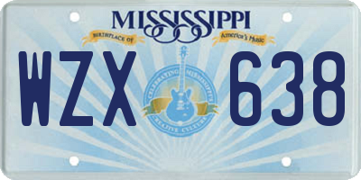 MS license plate WZX638