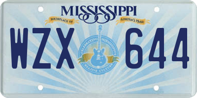 MS license plate WZX644