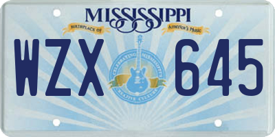 MS license plate WZX645