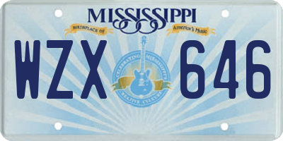 MS license plate WZX646