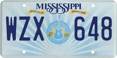 MS license plate WZX648