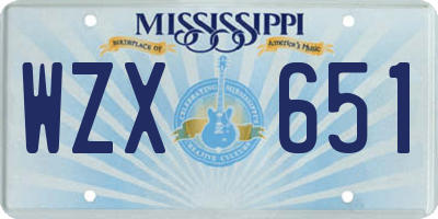 MS license plate WZX651
