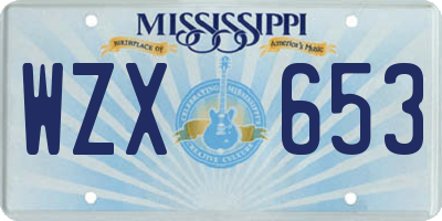 MS license plate WZX653