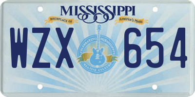 MS license plate WZX654