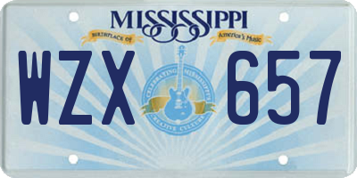 MS license plate WZX657