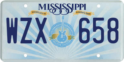 MS license plate WZX658