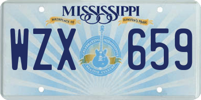 MS license plate WZX659