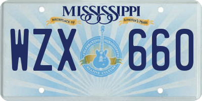 MS license plate WZX660