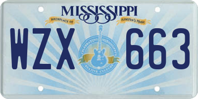 MS license plate WZX663