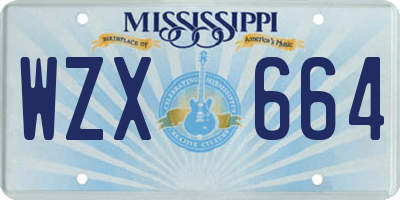 MS license plate WZX664